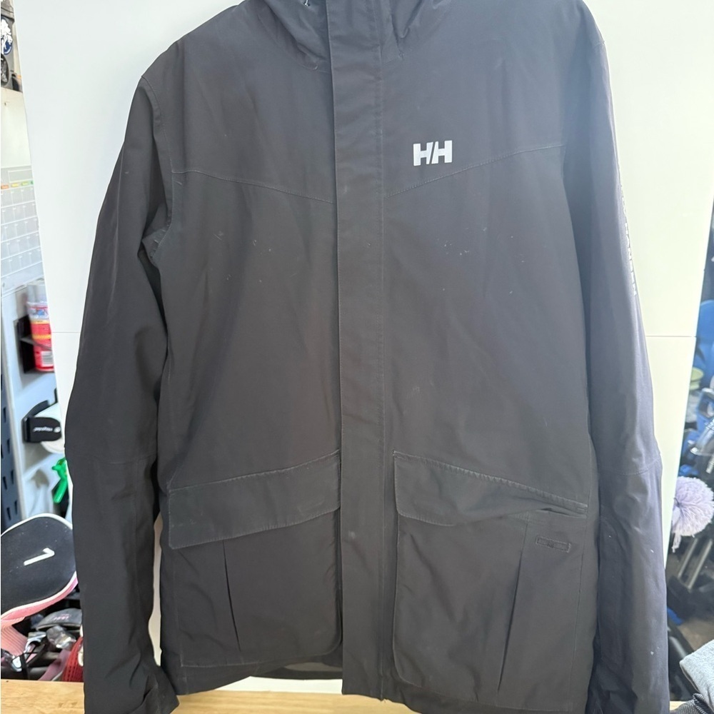 Helly Hansen Black Raincoat Weather-Resistant Outdoor Wear
